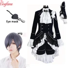 7 шт. Новый Черный Дворецкий Косплей Ciel Phantomhive черный женский Косплей Костюм Хэллоуин мужской косплей костюм и парик маска для глаз