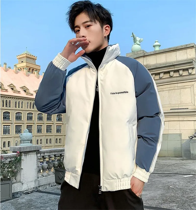 Зимняя новая стильная мужская повседневная хлопковая стеганая одежда со стоячим