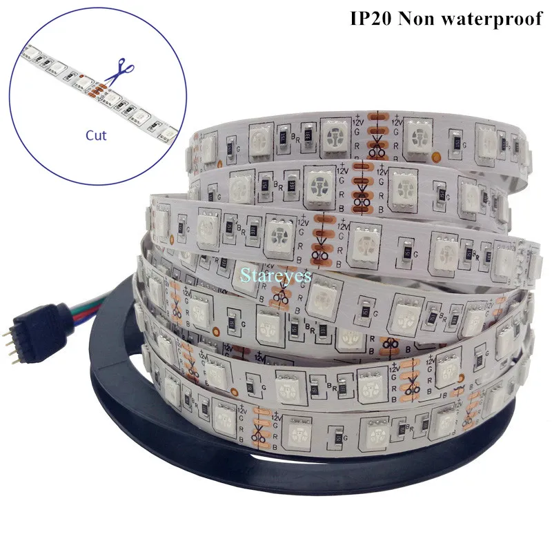 СВЕТОДИОДНАЯ лента SMD 5050 60 LED / M RGB 5M 300 DC12V IP65 водонепроницаемая светодиодная +