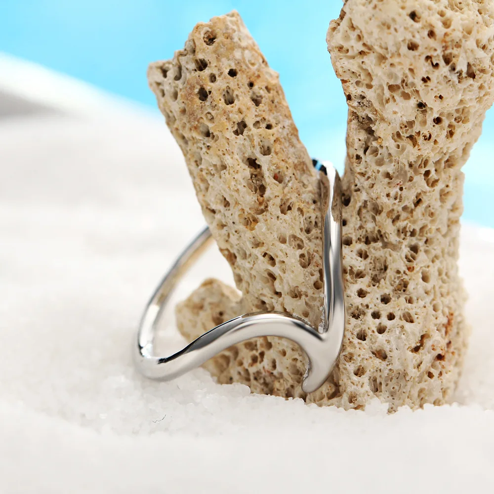 Модное простое волнистое кольцо серебряного цвета с хвостом кольца для женщин