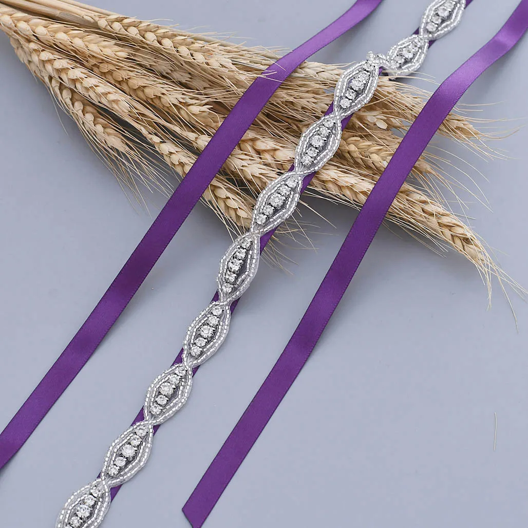 S102 ручная работа серебряные стразы свадебные Ремни Аксессуары для платья