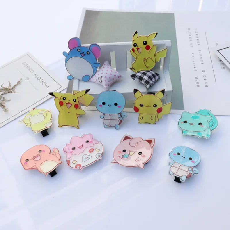 1pcs pokemon girl cute cartoon pikachu jigglypuff colorfur hairpins children hair clip barrettes headband kids hair accessories free global shipping