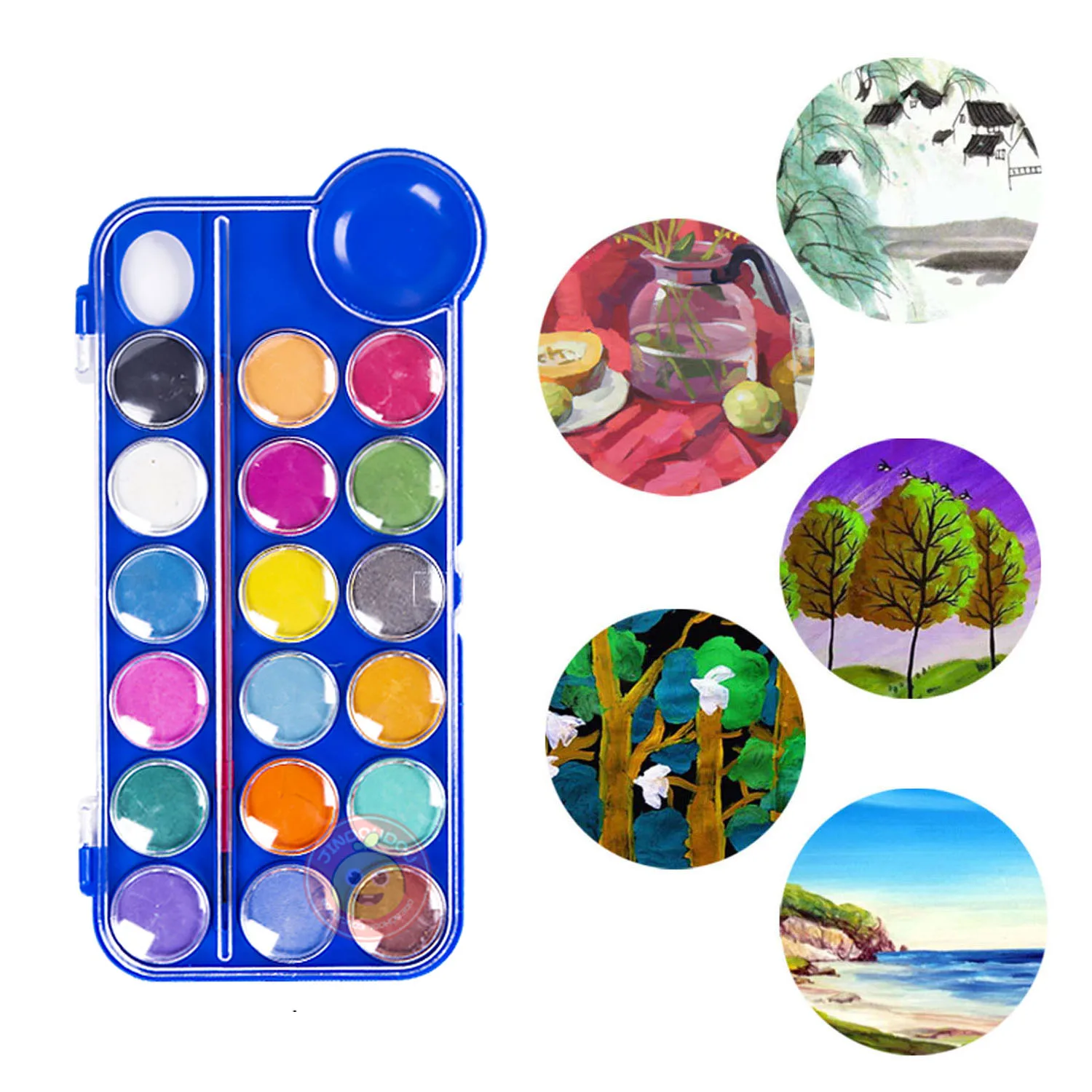 18 Цвет s воды Краски ing твердый пигмент набор с кистью Портативный художественные