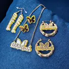 Уникальное имя на заказ Бамбуковые серьги-гвоздики ожерелье набор для женщин золотой большой круг акриловый кулон бабочка животное костюм ювелирные изделия