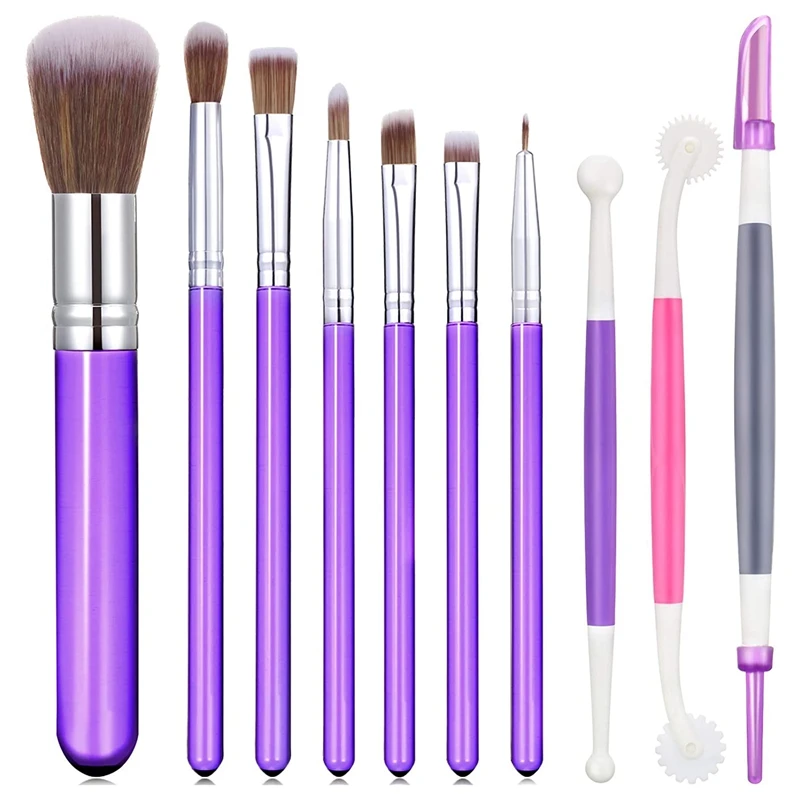 

10 Pieces Cookie Decoration Brushes Set Cake Baking Brushes Cookie Decorating Supplies Food Paint Brush for Chocolate