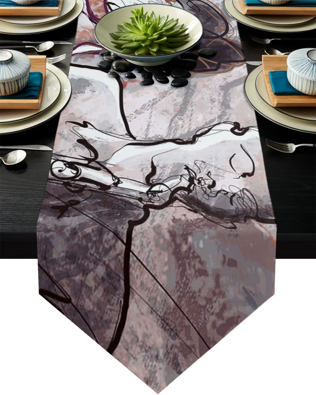 

Женский персонаж музыка Искусство Современная настольная дорожка Свадебная вечеринка украшения стола центры обеденного стола скатерть