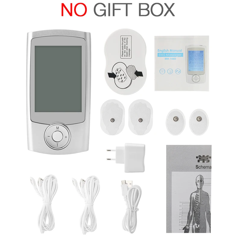 NO GIFT BOX ЖК-дисплей, 16 режимов, электронный EMS, импульсный массажер, машина для облегчения боли в спине, массажер для тела, стимуляция мышц, терапия - Цвет: NO GIFT BOX