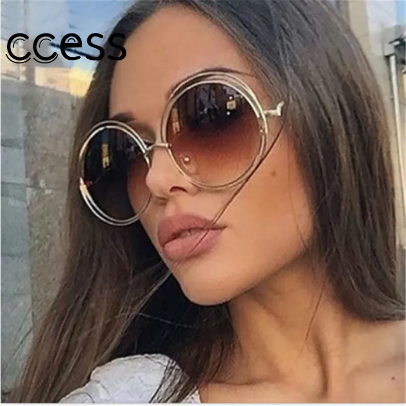 Оправа из сплава трендовые крутые женские круглые солнцезащитные очки в стиле