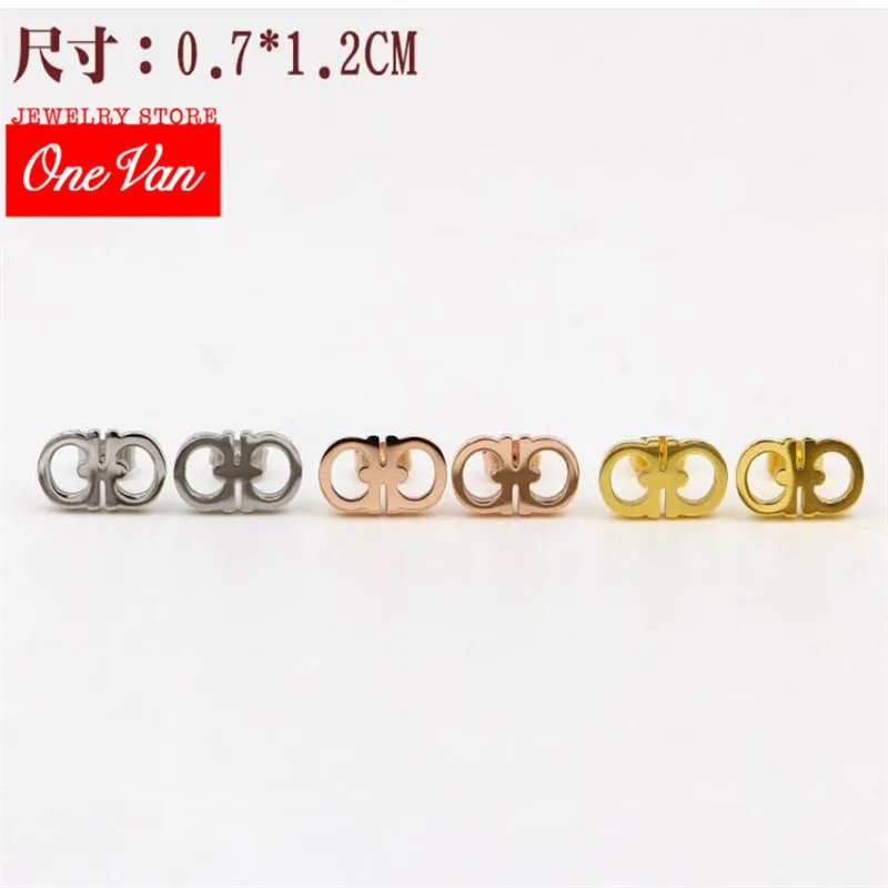 

2020 fashion two circles titanium steel women's Earrings Rose Gold Classic trend Earrings Jewelry