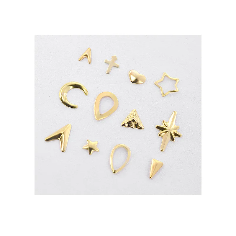 Metal Sun Moon Star and Crucifix Ornament Nail Studs 3D Nail Art Decoration Circle Manicure Nail Art for DIY#S-J113
