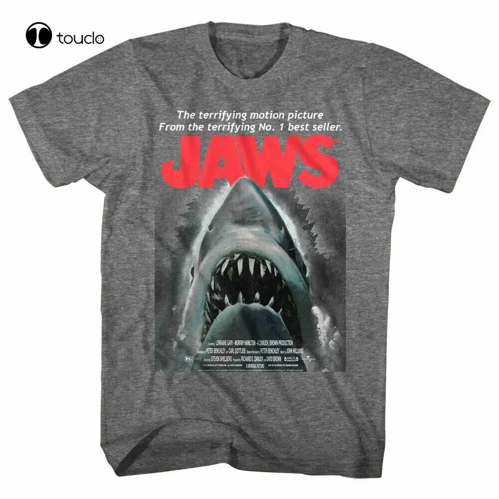 

Jaws Terrifying Motion Picture Movie Poster Men'S T Shirt Shark Attack Ocean Top Tee Shirt