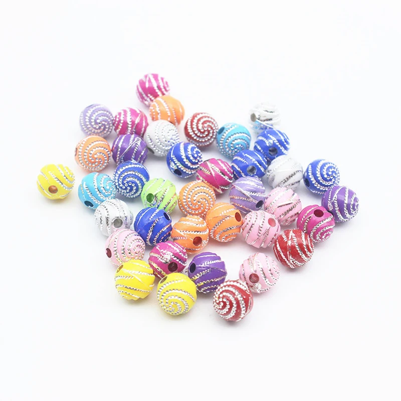 100 шт. круглые акриловые бусины разные цвета 10 мм|Ювелирная фурнитура и