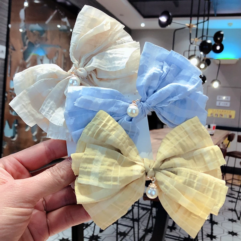 

New Korean Cloth Large Bow Hairpin Handmade Duckbill Hair Clip Sweet Hairgrip Temperament Girl Barrettes Headdress Accessories