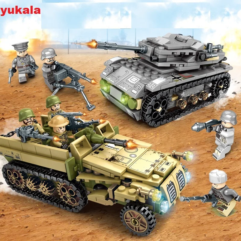 YUKALA 1061 шт. военный вертолет серии ww2 фигурки оружие солдат строительные блоки
