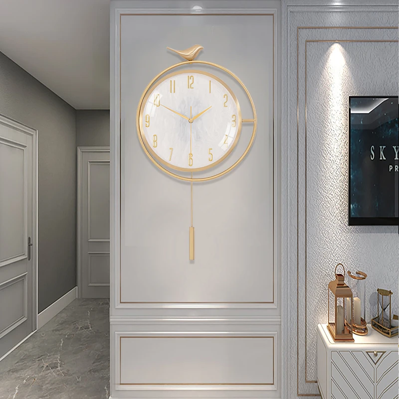 

European Wall Clock Modern Design Metal Large Bird Creative Wall Clocks Kids Pendulum Silent Reloj Pared Room Decoration EI50WC