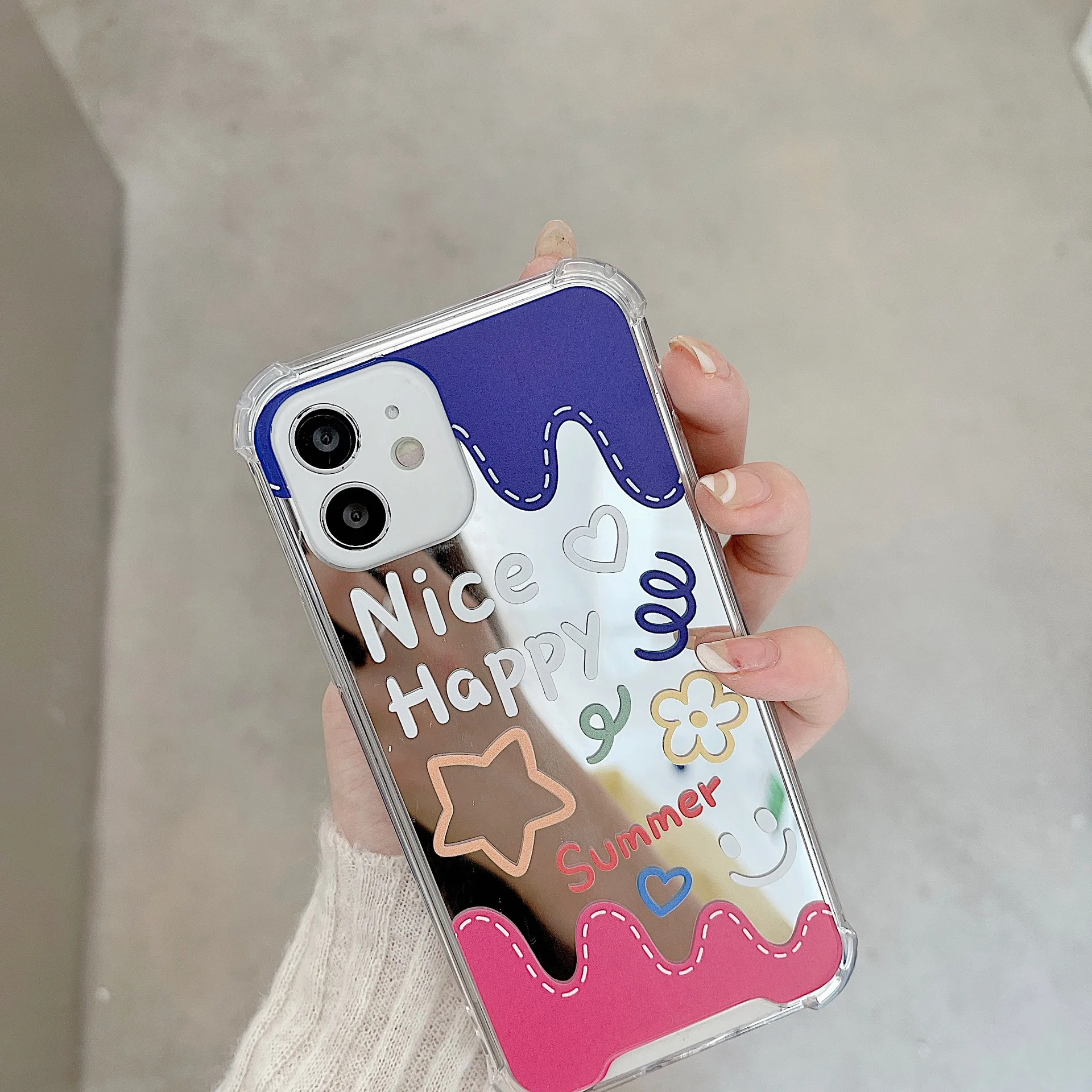 

Mirror Letter Graffiti Phone Case For iPhone 12 Mini 11 Pro Max XS XR 7 8 Plus X Shockproof Creative Design TPU Soft Back Cover