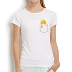 Футболка женская с коротким рукавом, милая забавная Повседневная рубашка с карманом солнца, белая уличная одежда, на лето