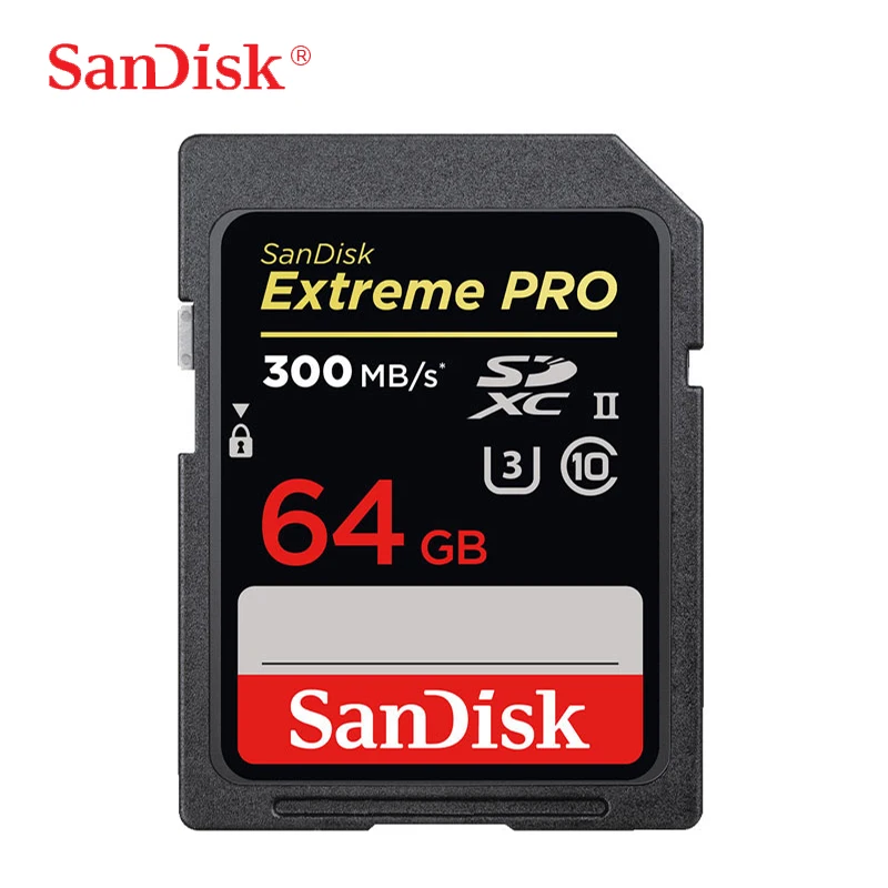 Двойной Флеш-накопитель SanDisk Extreme PRO SD UHS-II карта 32 Гб SDHC 64 Гб 128 ГБ SDXC до 300 МБ/с. U3 4K Ultra High Скорость слот для карт памяти для Камера