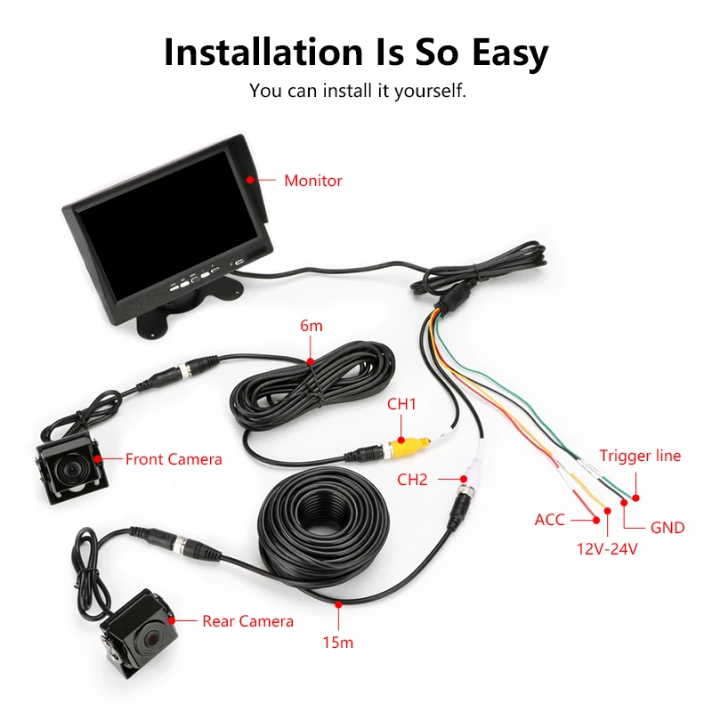 Vtopek 7inch High Definition Two Split AHD Car Monitor IPS LCD Screen 2CH with SD Recording Night Vision Sun Visor for Truck Bus |
