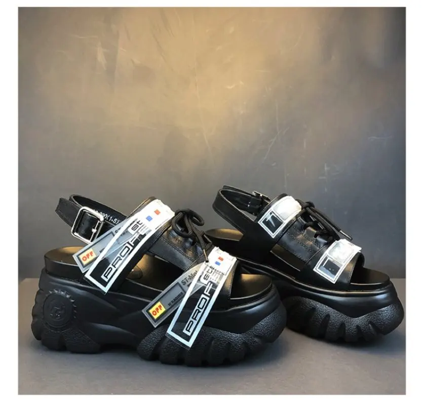 2020 летние массивные сандалии Женская обувь на танкетке 8 см Женские кожаные