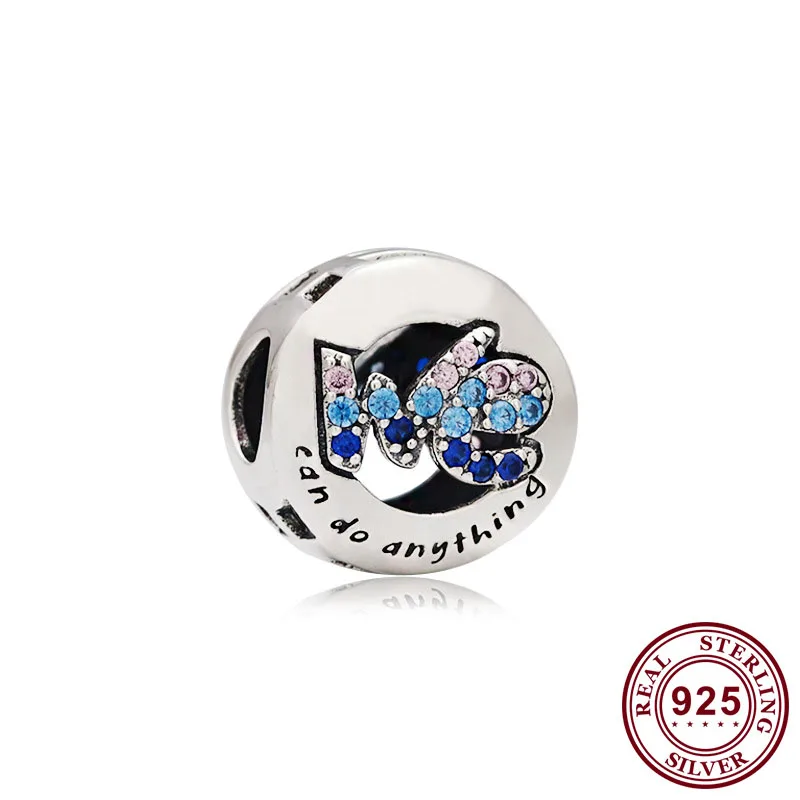 

925 Sterling Silver Bead Creative Trend Letter Beads Fit Pandor Women Bracelet & Necklace Diy Jewelry