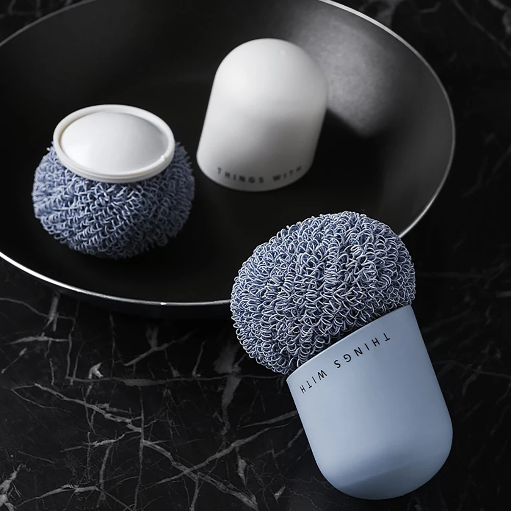

Polyester Nordic Style Clean Ball With Handle Oil-Free Cleaning Brush Not Hurt Hand Wash Pot Dish Brush Kitchen Cleaning Tool