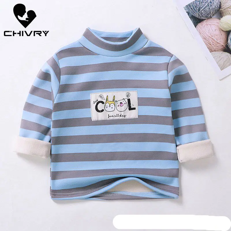 Новинка 2020 осенне-зимняя детская футболка в полоску для мальчиков и девочек топы