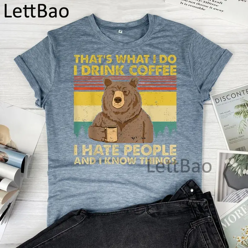 

I Hate People Bear T Shirt Women Harajuku Fashion Women O-neck Short Sleeve Tops Casual Ulzzang Woman Cotton Tops Tees Clothing
