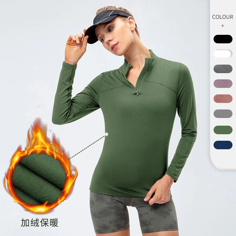 

Warm Sports Gym Clothes Jogging Running Jacket Women Yoga Fitness Long Sleeve Crop Top camiseta manga larga mujer
