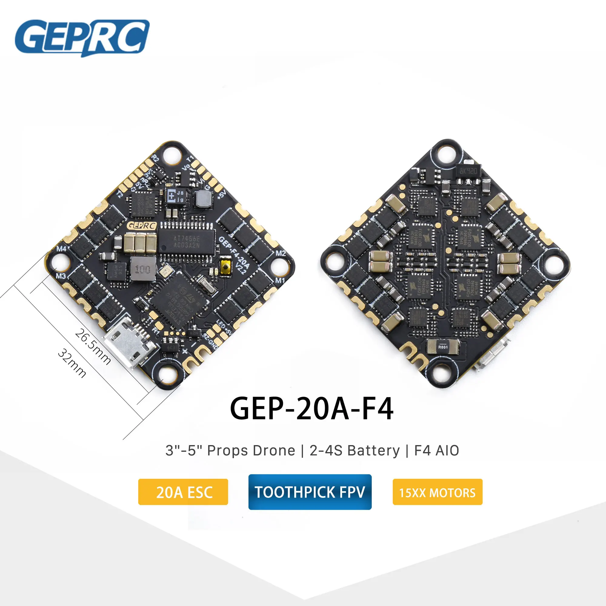 25X25mm GEPRC GEP 12A F4 20A F411 игровые джойстики BLHELIS 4in1 ESC AIO 4S для съемкой от первого лица