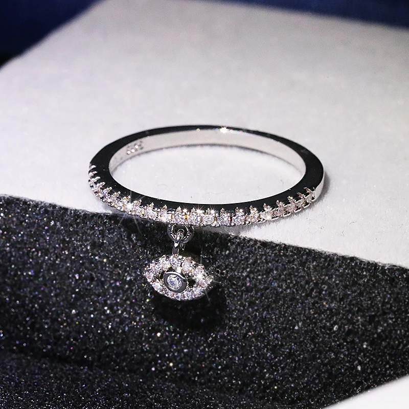 Новые ЛАКи сглаза кольцо 925 стерлингового серебра обручальные кольца, циркониевые кулон для женщин ювелирные изделия Модные Роскошные женские ювелирные изделия обручальное кольцо