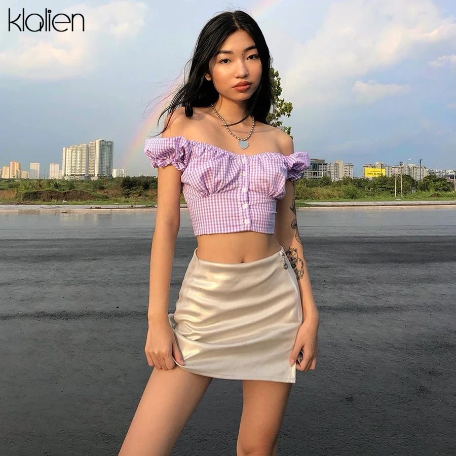 Женские повседневные хлопковые рубашки kalien элегантные офисные топы в клетку с