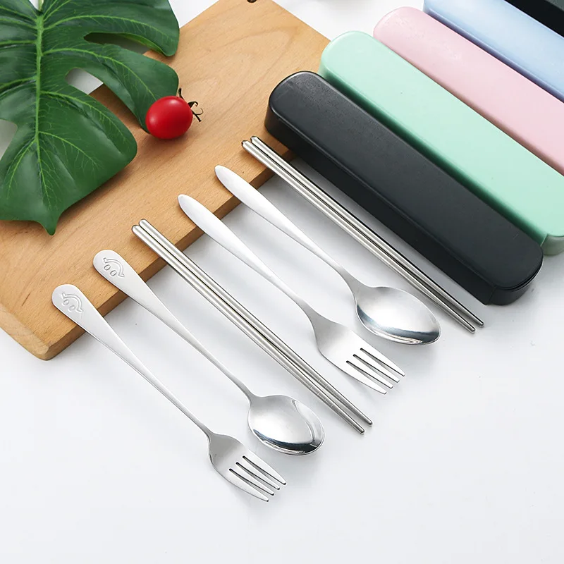 

Dinnerware Portable Stainless Steel Spoon Fork Steak Knife Set Travel Cutlery Tableware Chopsticks Spoon Tableware Set Storage
