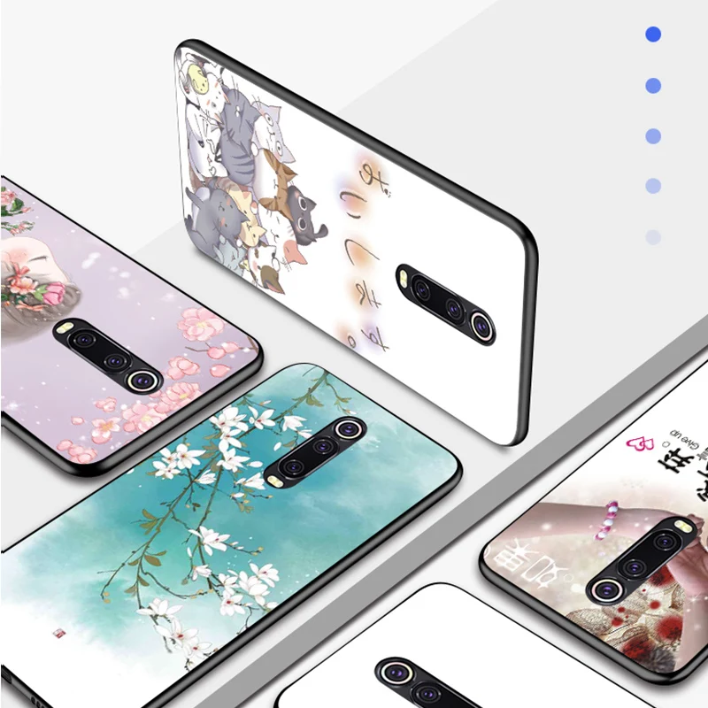 Черный силиконовый чехол с мультипликационным принтом для Xiao mi Red K20 Pro 9T Чехол