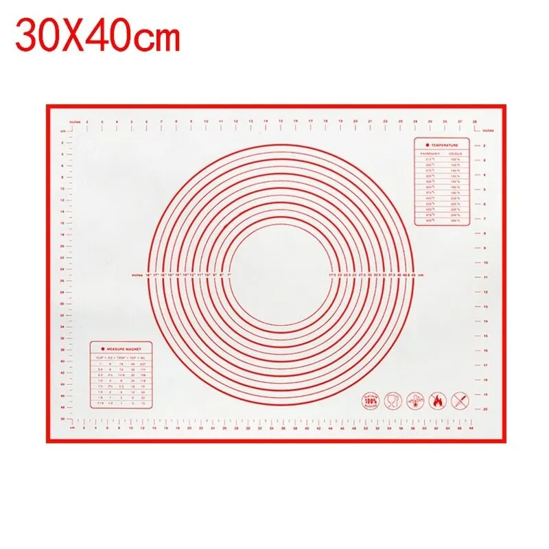 30x40cm red Антипригарный силиконовый коврик для теста, утолщенный коврик для выпечки, сделай сам, коврик для раскатки теста для теста, лист для печенья, подкладка для макарон, инструменты для выпечки - Цвет: 30x40cm red
