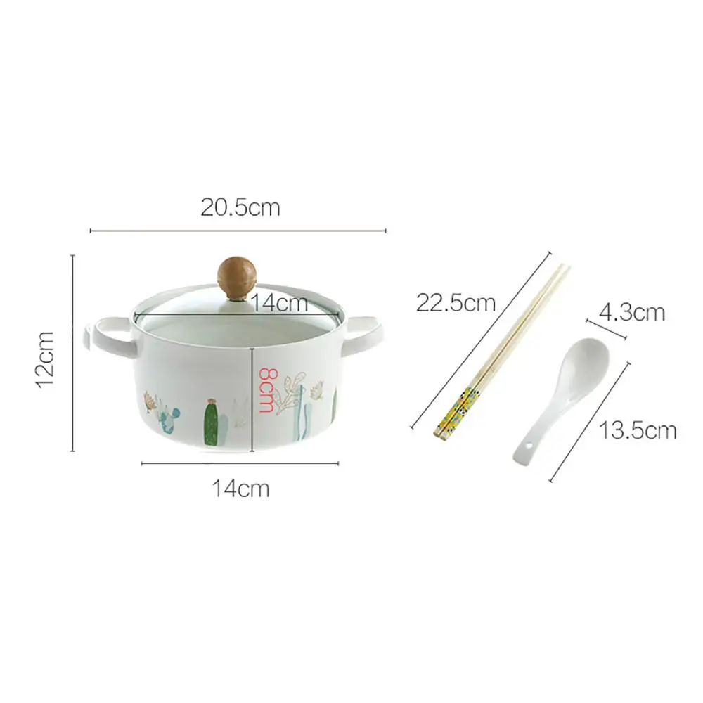 

1 Set Ceramic Instant Noodle Bowl Big Soup Bowl With Lid 5.5inch