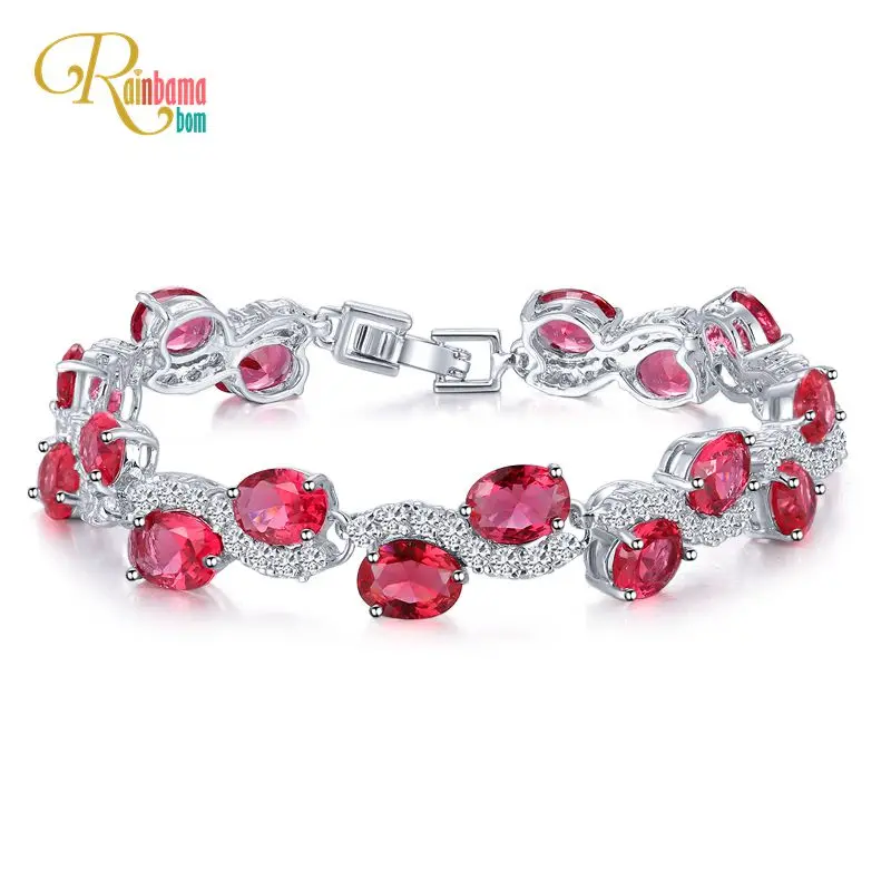 Женский винтажный браслет из серебра 925 пробы с изумрудом рубином топазом