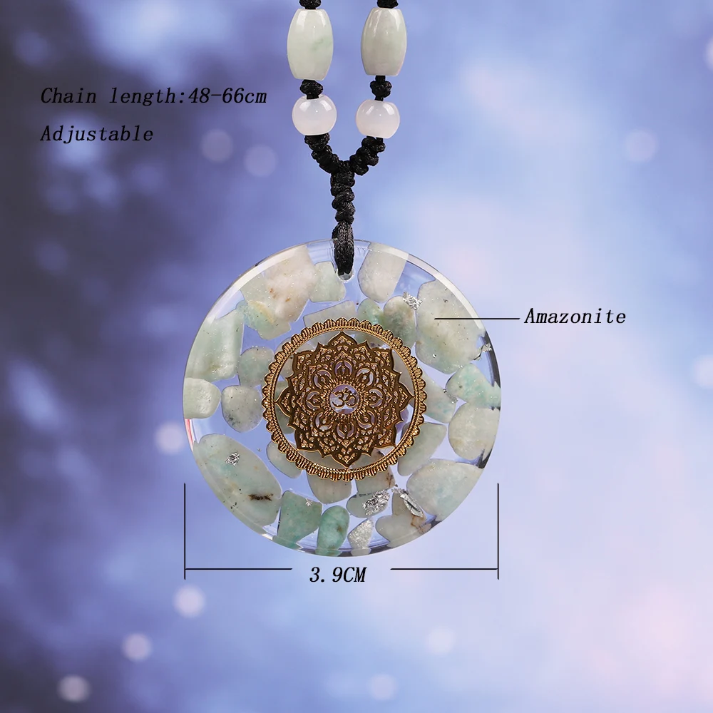 Ожерелье из амазонита Orgonite энергии кулон ювелирные изделия смолы подвеска