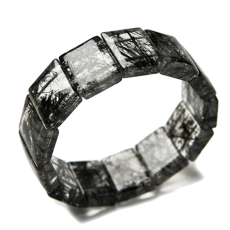 Настоящий натуральный черный рутиловый кварц драгоценный камень Прямоугольник