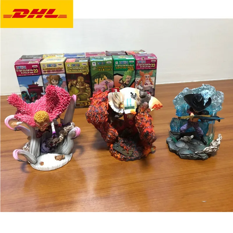 

3 Pcs/set G5 One Piece Sakazuki Donquixote Doflamingo Dracule Mihawk Thread Fruit Original GK Action Figure Toy BOX 12CM X496