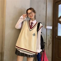 preppy pullover jk sweater loose casual long sleeves new 2021 japanese student long sleeved knit v neck pullover school uniform