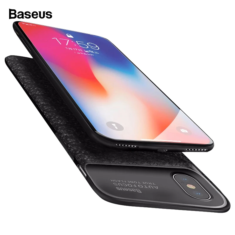 Чехол для зарядного устройства Baseus для iPhone X 10, ультра тонкий внешний аккумулятор, запасная упаковка, чехол для зарядки аккумулятора для iPhone X