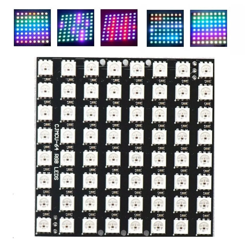180 ° пикселей Экран 5050 RGB светодиодный 8x8 64 бит полный цвет для Arduino матрица Панель