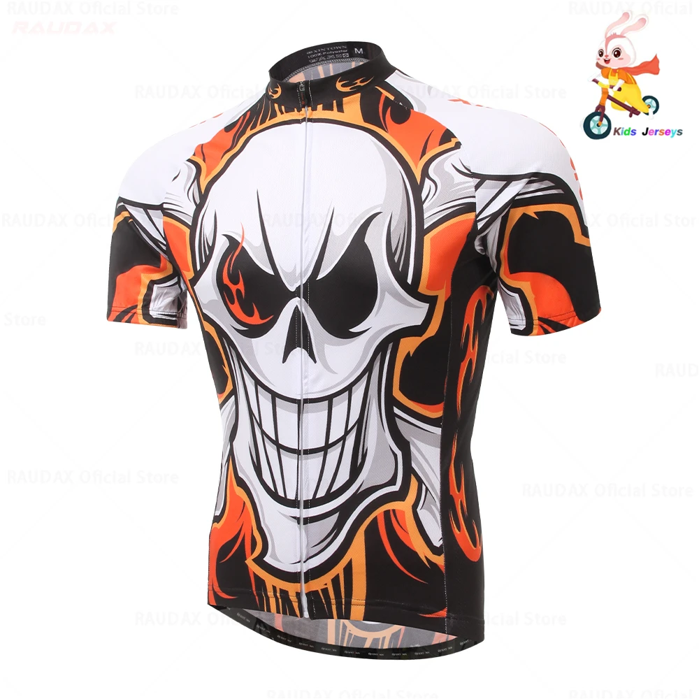 

2022 Summer Breathable Quick Dry Kids Cycling Jersey Set Shorts Funny Skull Children Cycling Clothing Boys GirlsBicycle Wear