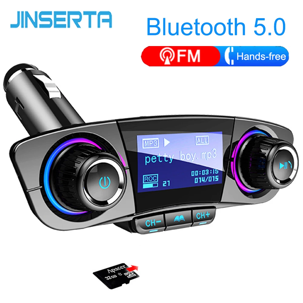 Беспроводной автомобильный fm трансмиттер Bluetooth 5 0 громкая связь MP3 радио адаптер