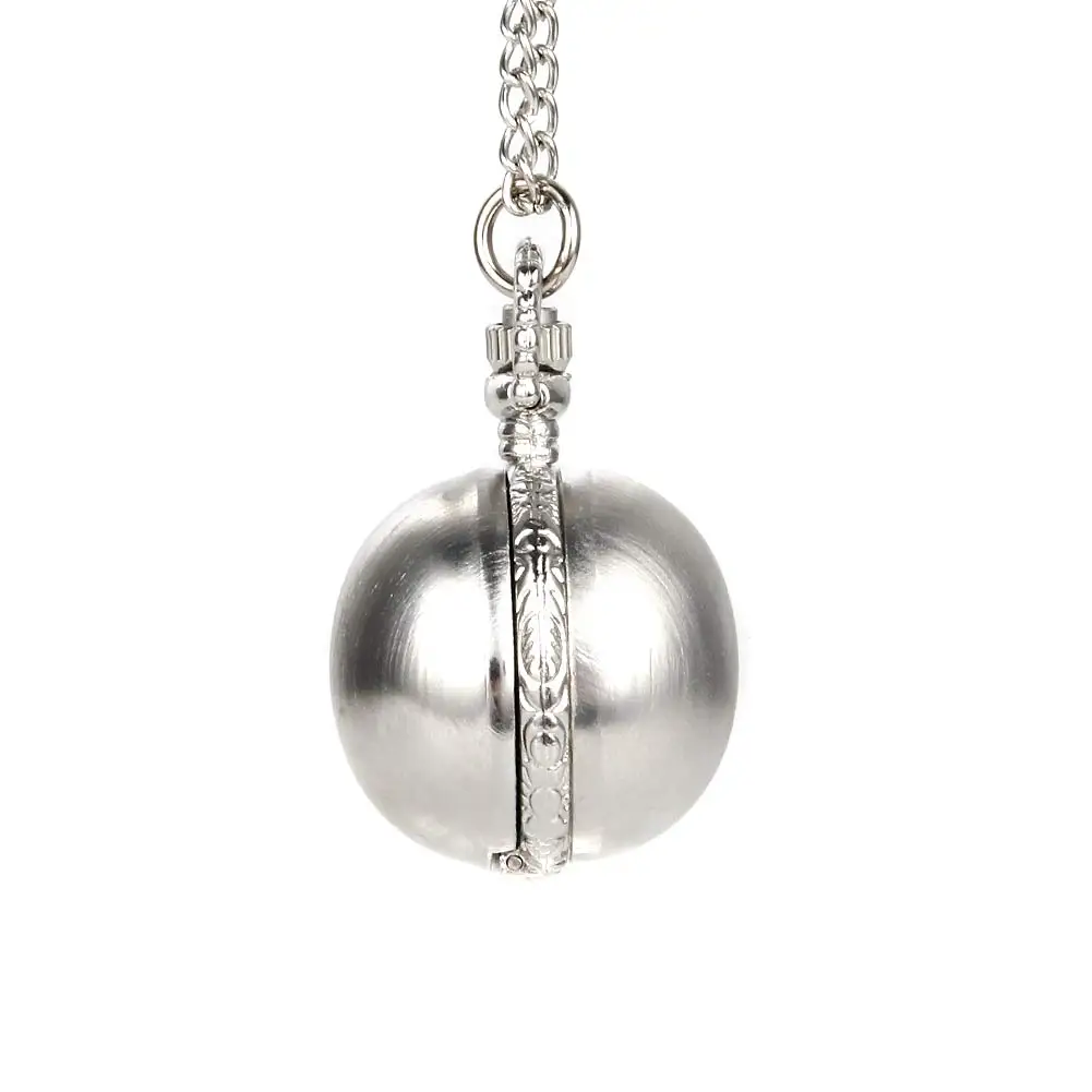 Новый Ретро Серебряный цвет круглый шар кварцевые карманные часы Fob