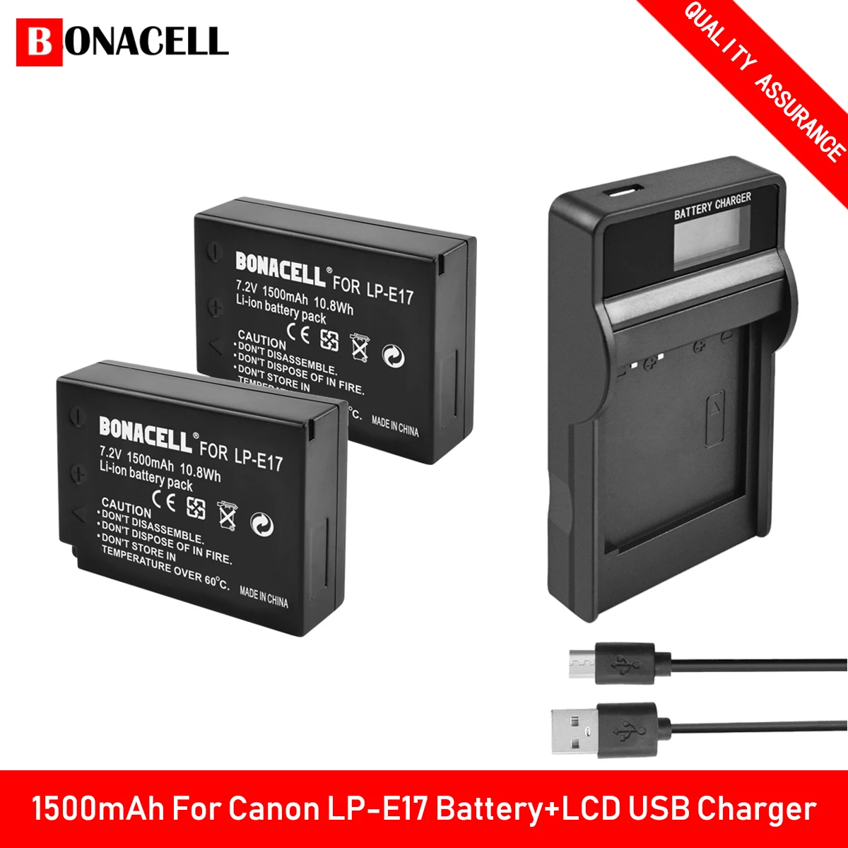 Батарейка для фотоаппарата bonacell 1500 мАч с ЖК-дисплеем и USB-зарядкой Canon EOS M3 M5 M6 750D 760D