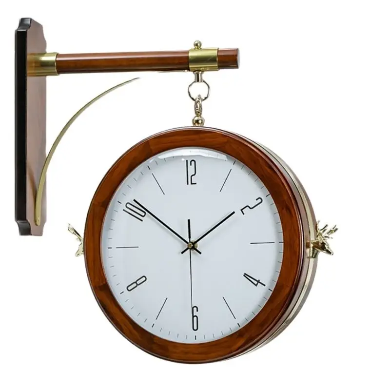

Wood Wall Clock Double Face Living Room Home Decoration Fashion Wall Watches Home Decor Creative Clock Large Undefined Gift