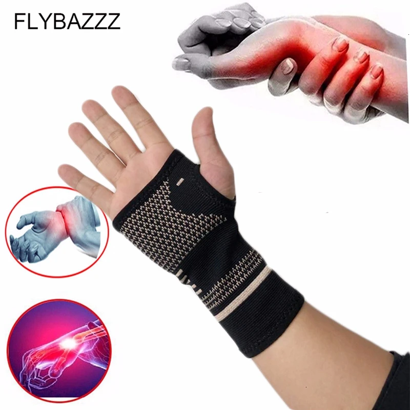 

Copper Nylon Professional Wristband Sports Safety Compression Wrist Guard Arthritis Brace Sleeve Support Elastic Palm Hand Glove