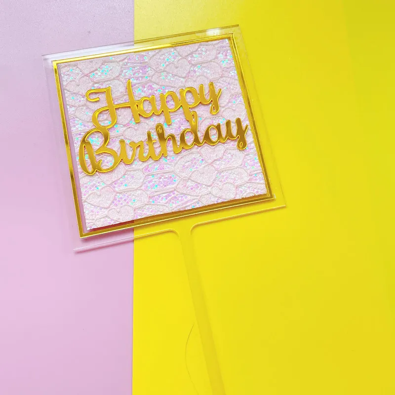 

INS New Happy Birthday Cake Topper Gold Glitter Shining Colored Cupcake Topper for Girls Baby Birthday Party Cake Decorations
